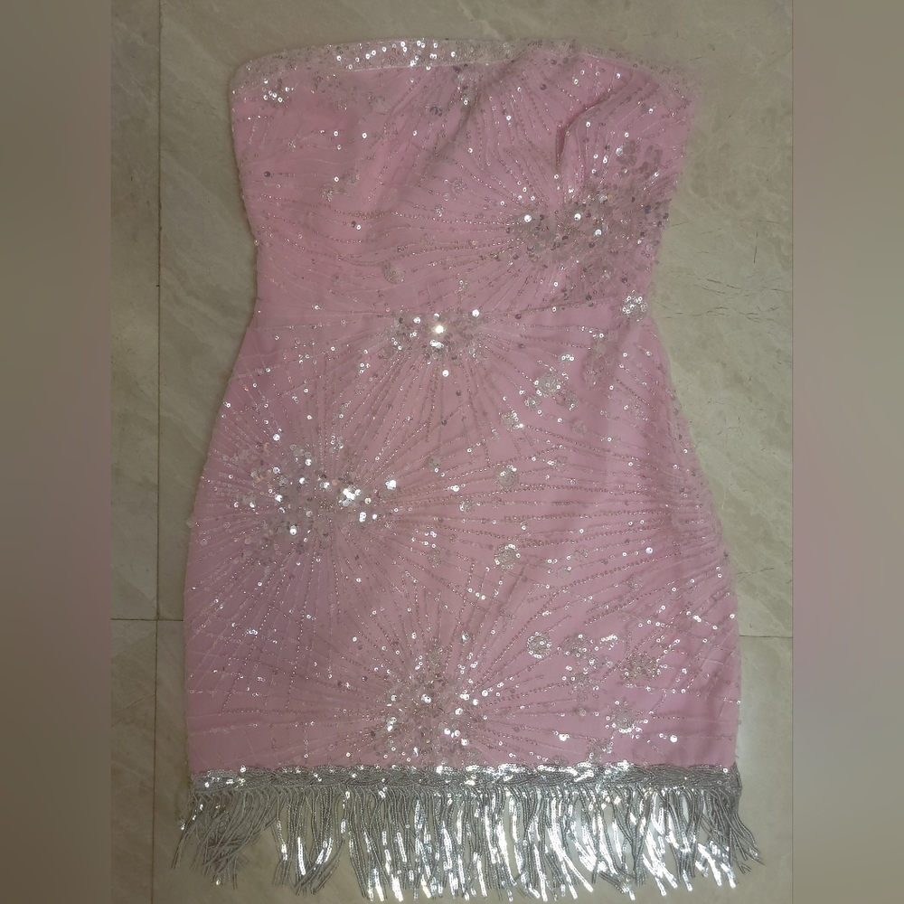 Pink mini sparkly dress